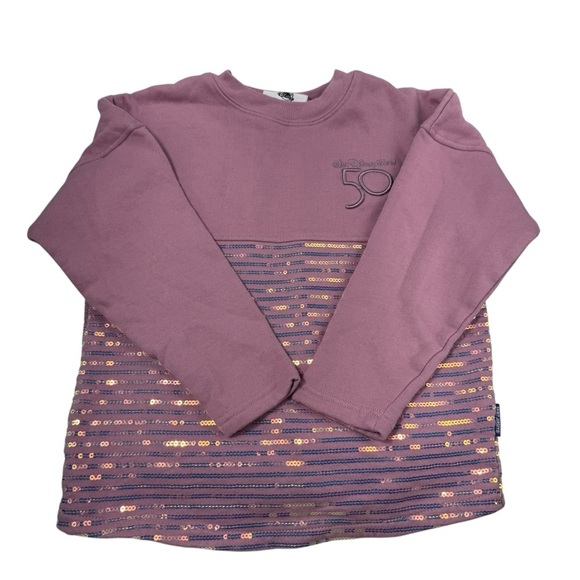 Disney 50th sequin spirit jersey Walt Disney World long sleeve tshirt size 7/8 - Picture 2 of 3